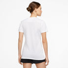 back of Nike Dri FIT Park VII Shirt Short Sleeve Womens in White/Black