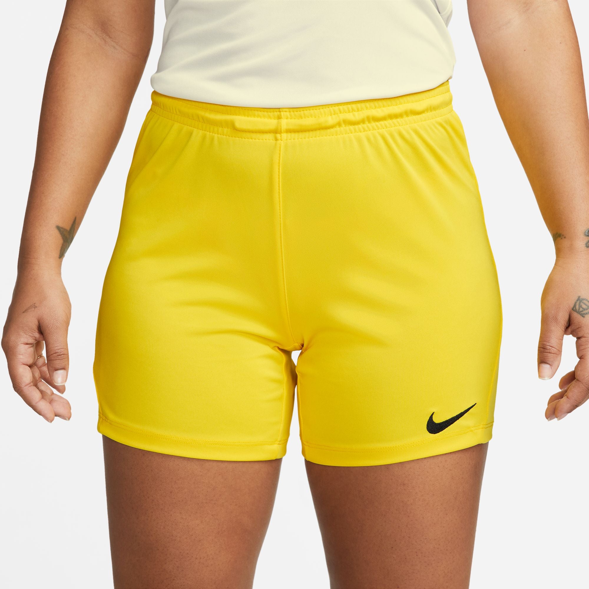 Nike Dri FIT Park III Knit Short Womens in Tour Yellow/University Gold