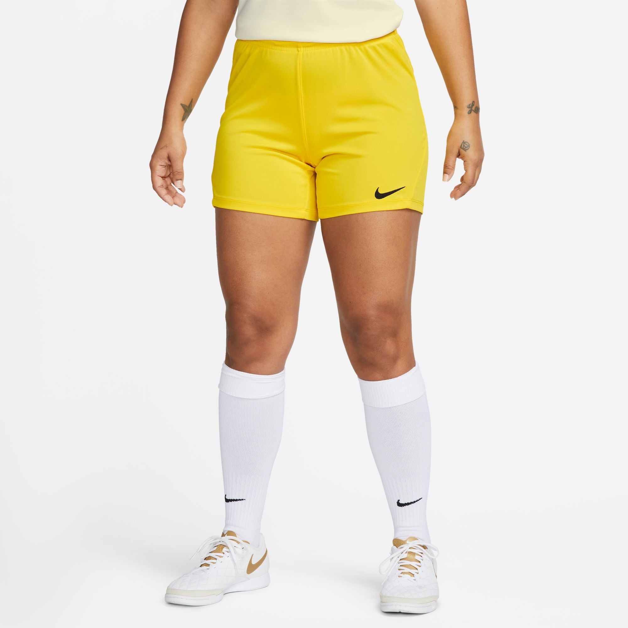 Nike Dri FIT Park III Knit Short Womens in Tour Yellow/University Gold