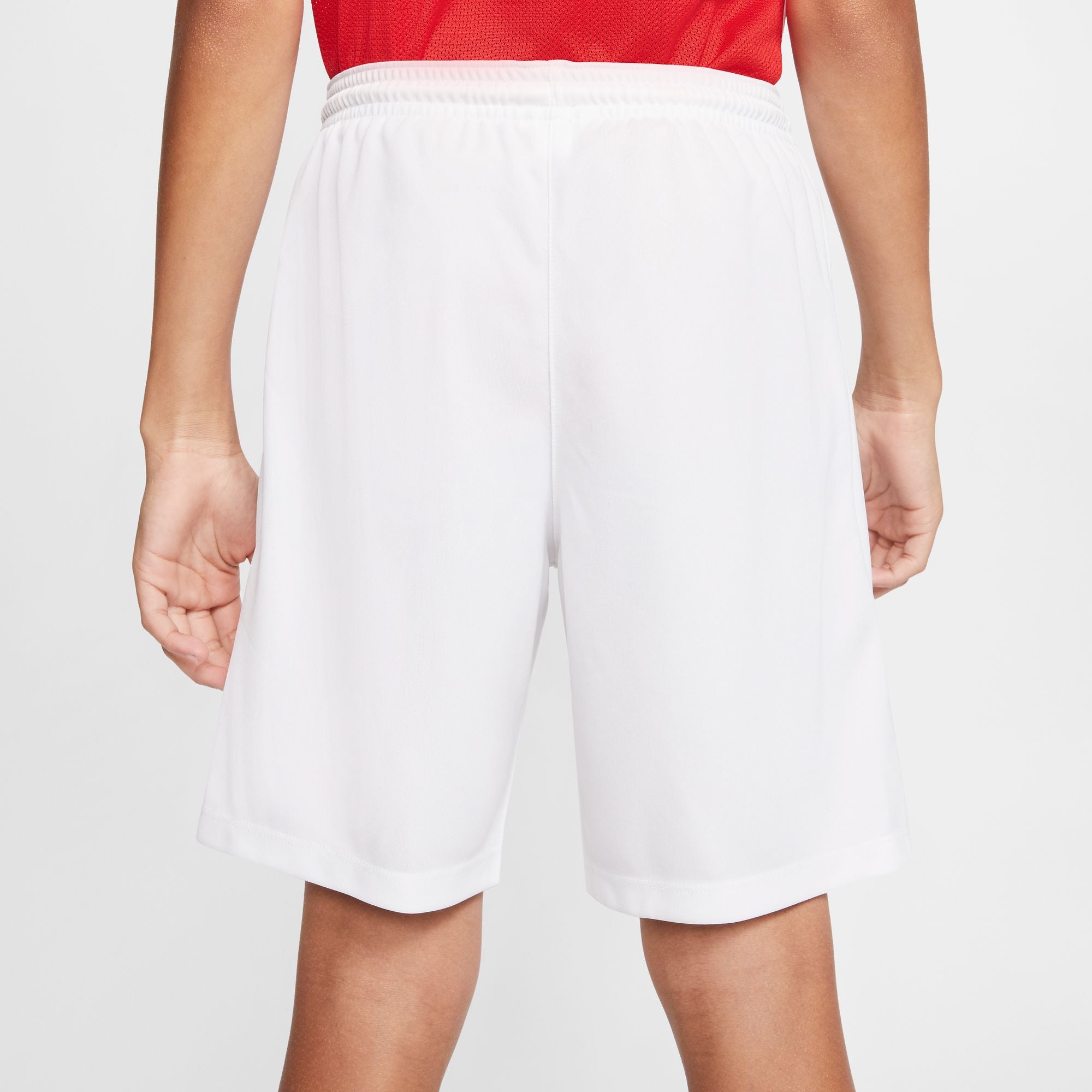 Back of Nike Dri FIT Park III Short in White/Black