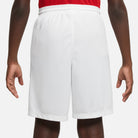 Back of Nike Dri FIT Park III Short in White/University Red