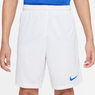 Nike Dri FIT Park III Short in White/Royal Blue