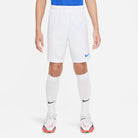 Nike Dri FIT Park III Short in White/Royal Blue with white nike socks and white nike football boots