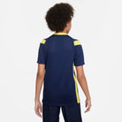 back of Nike Park Derby III Shirt Short Sleeve in Midnight Navy/Tour Yellow