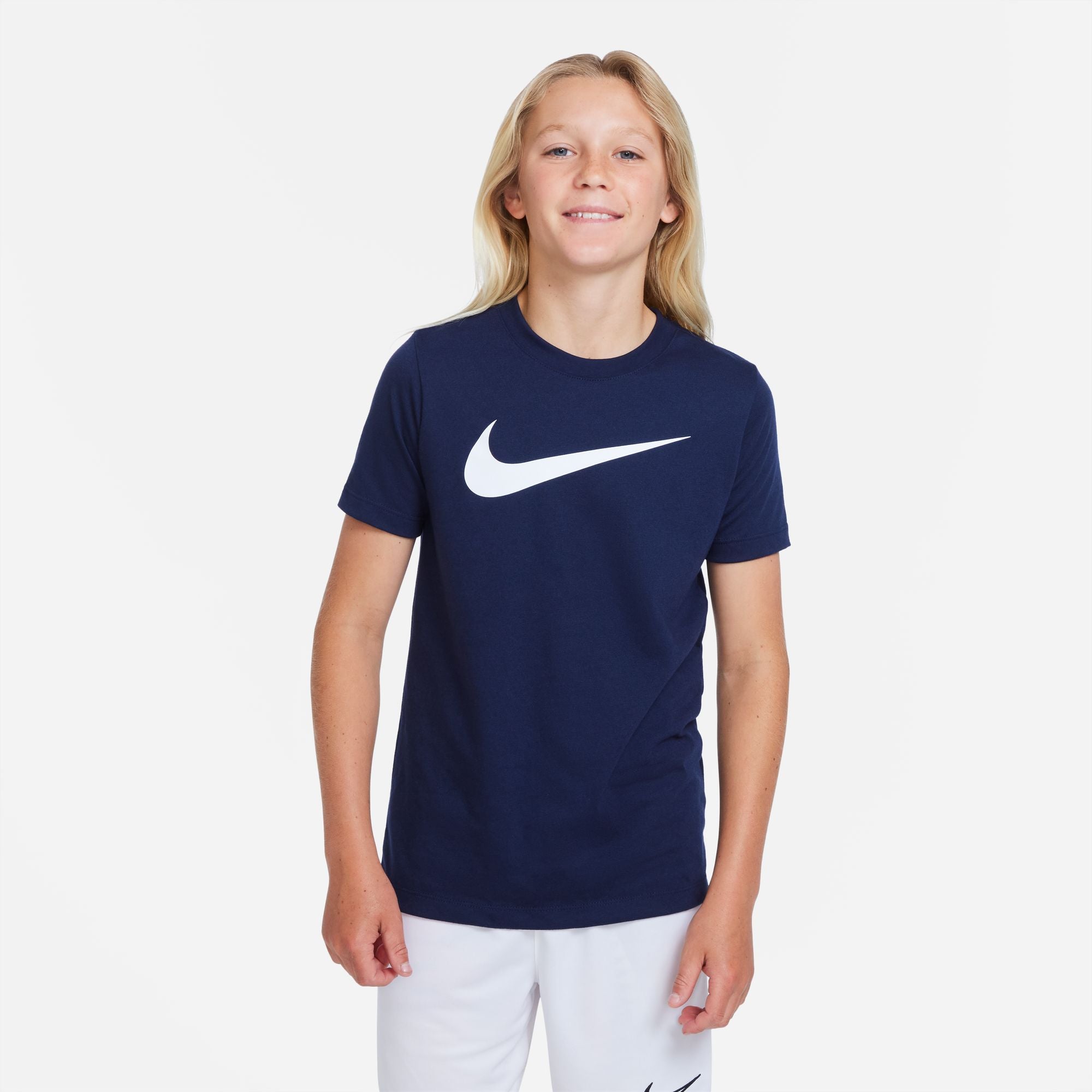 Nike Dri FIT Team Club 20 Logo Tee in Obsidian/White