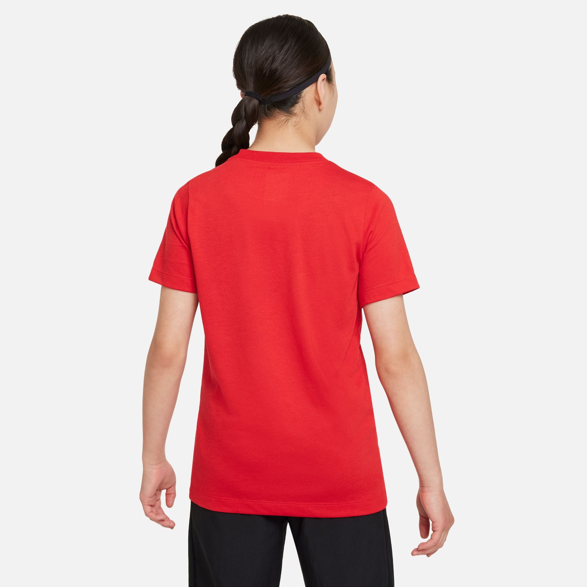 Back of Nike Dri FIT Team Club 20 Logo Tee in University Red/White