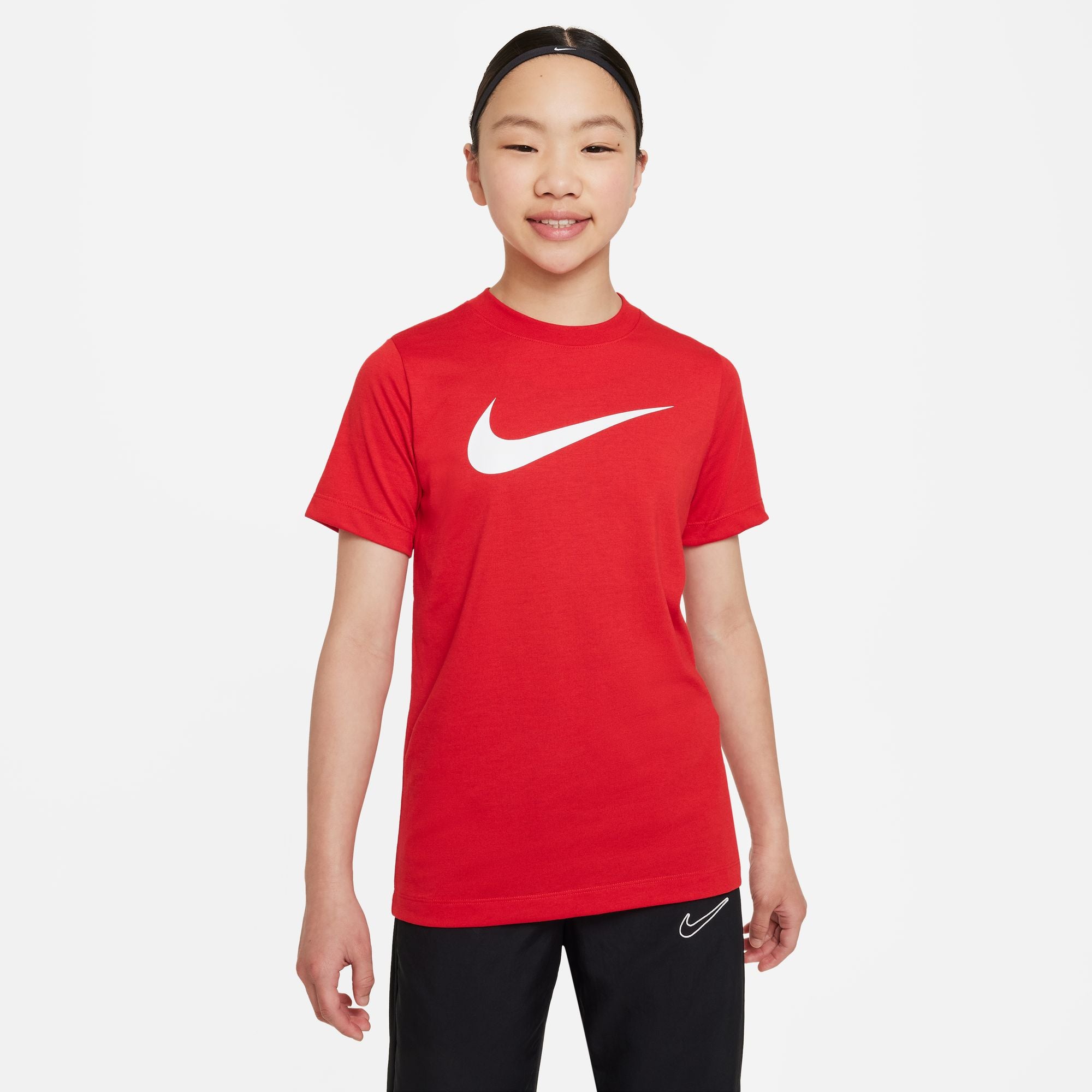 Nike Dri FIT Team Club 20 Logo Tee in University Red/White