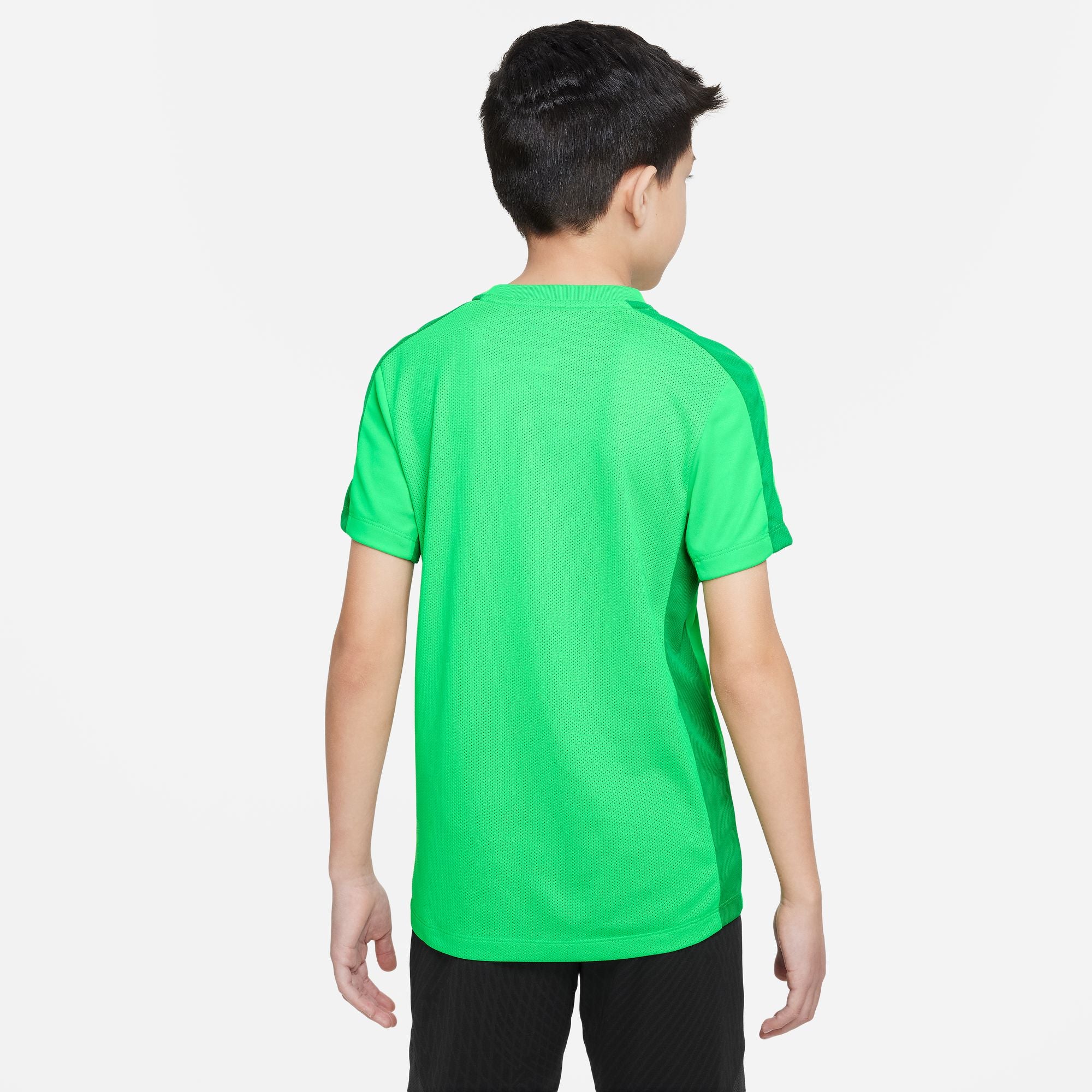 Nike Dri FIT Academy 23 Short Sleeve Shirt in lucky green and nike green spark with black nike shorts