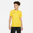 Nike Dri FIT Academy 23 Short Sleeve Tour Yellow Shirt with nike university gold with black nike shorts