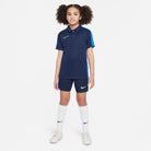 Nike Dri FIT Academy 23 Short Sleeve Polo in Obsidian/Royal Blue with Obsidian Nike Shorts and White Nike Socks and White Nike Football Boots