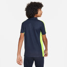 back of Nike Dri FIT Academy 23 Short Sleeve Polo in Obsidian/Volt