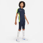 Nike Dri FIT Academy 23 Short Sleeve Polo in Obsidian/Volt with Obsidian Nike Shorts and White Nike Socks and White Nike Trainers