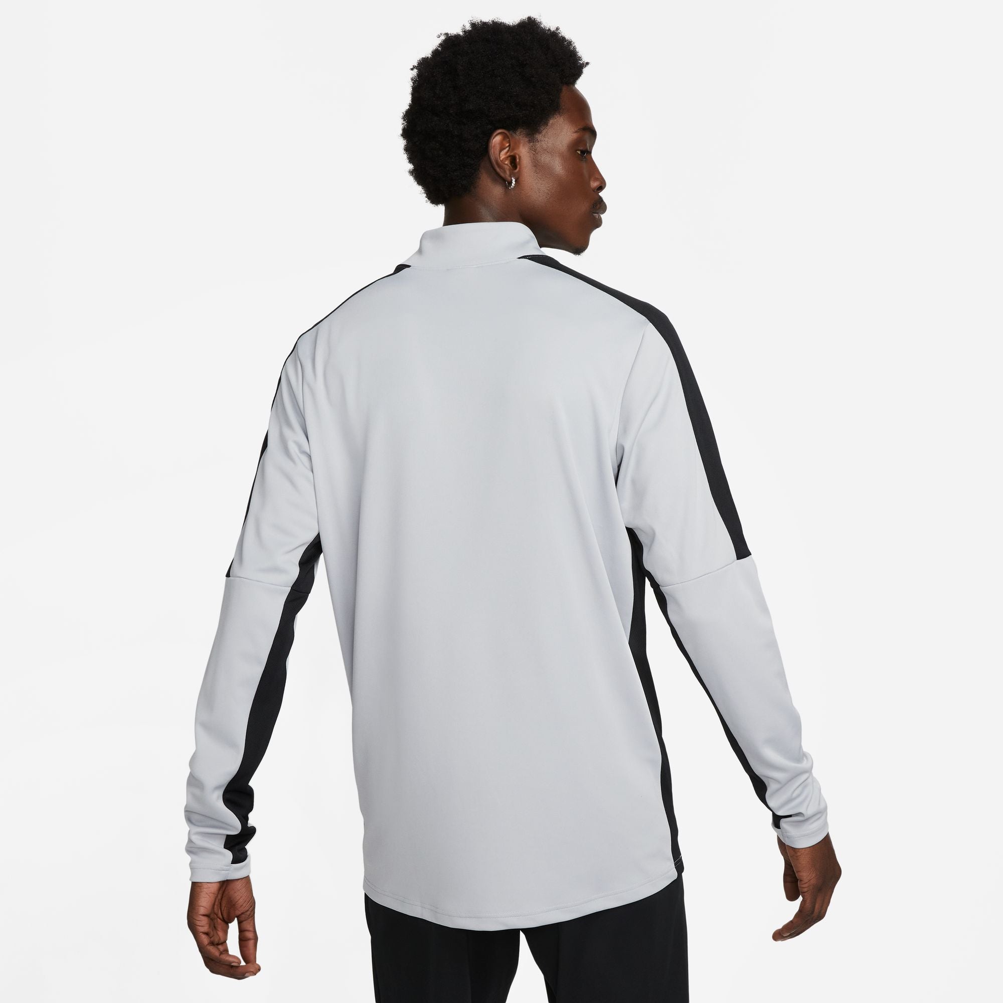 Back of Nike Dri FIT Academy 23 1/4 Zip Drill Top in Wolf Grey/Black