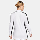 Back of Nike Dri FIT Academy 23 1/4 Zip Women's Drill Top in White/Black