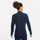 back of Nike Dri FIT Academy 23 1/4 Zip Women's Drill Top in dark blue obsidian