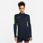 Nike Dri FIT Academy 23 1/4 Zip Women's Drill Top in dark blue obsidian and volt