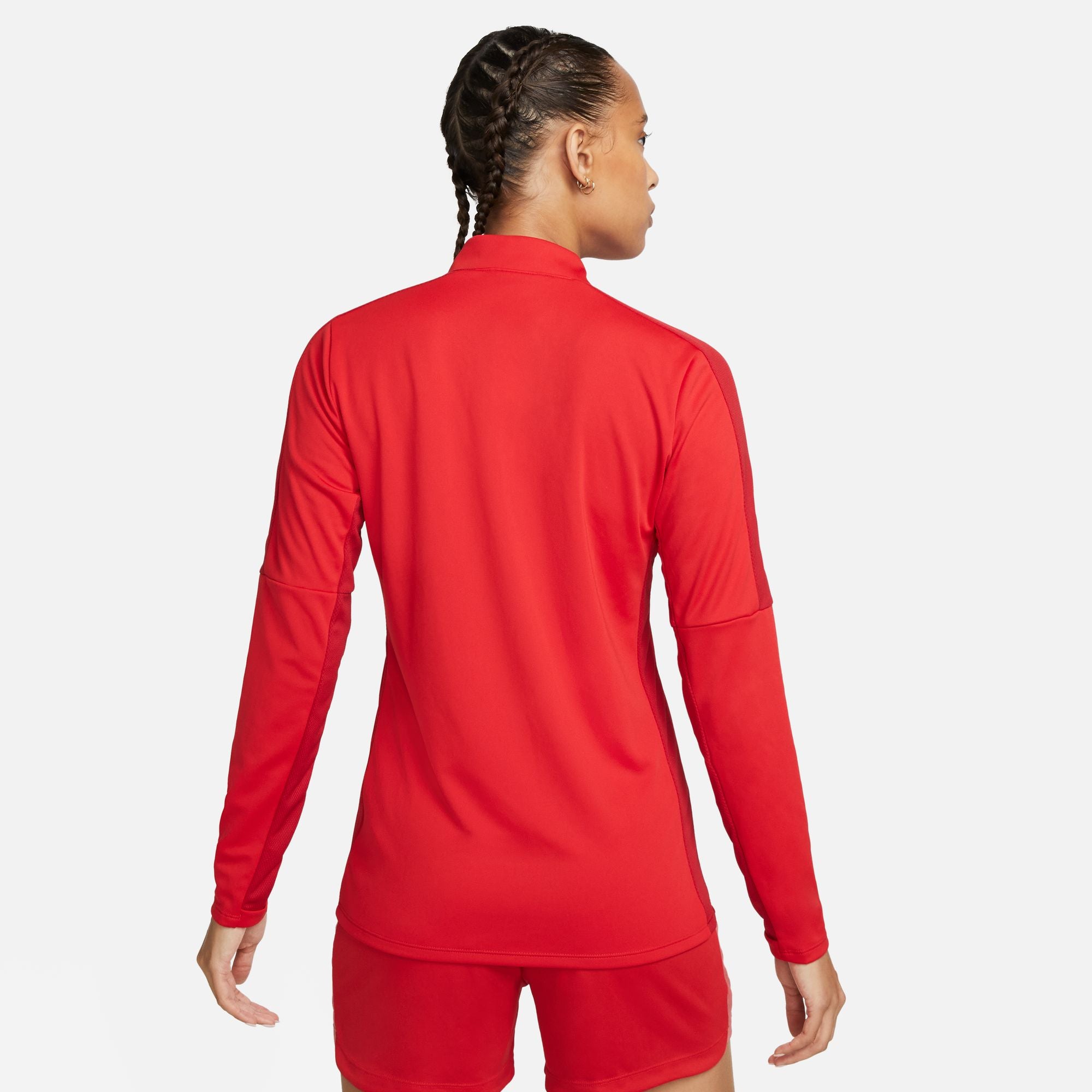 Back of Nike Dri FIT Academy 23 1/4 Zip Women's Drill Top in University Red/Gym Red