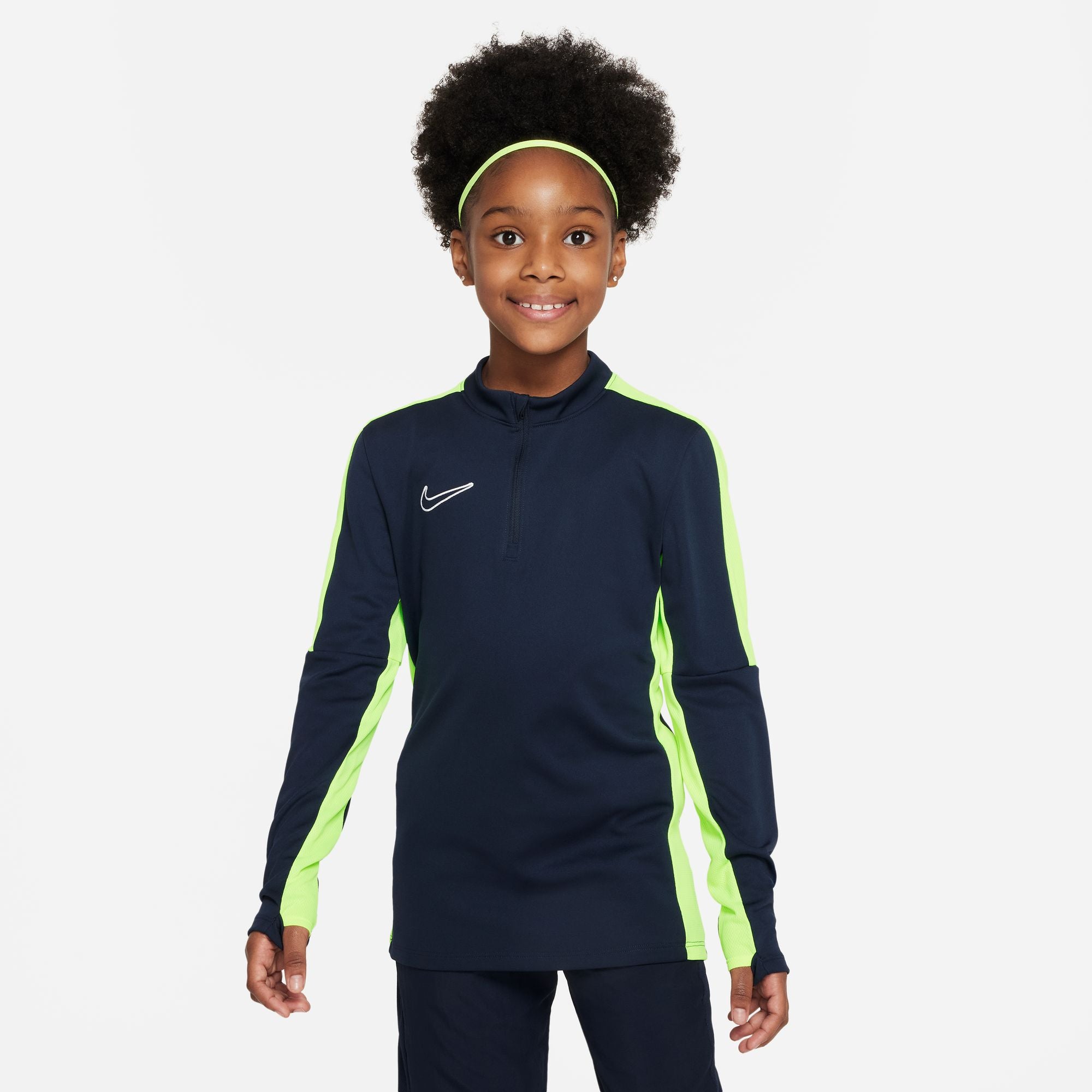 Nike Dri FIT Academy 23 1/4 Zip Obsidian and Volt Drill Top