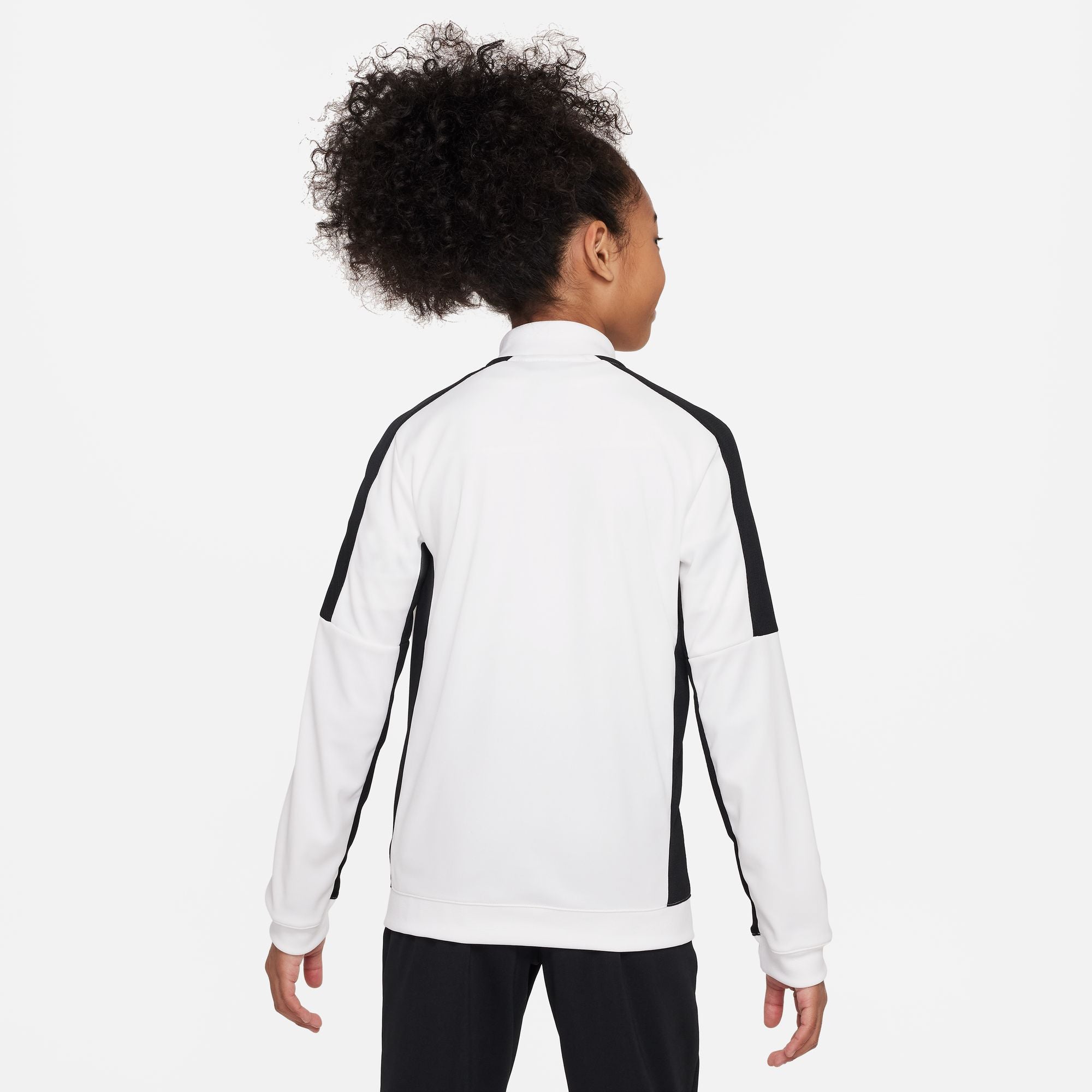 Back of Nike Dri FIT Academy 23 Knit Track Jacket in White/Black