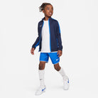 Nike Dri FIT Academy 23 Knit Track Jacket in Obsidian/Royal Blue with royal blue nike shorts and white nike socks and white nike trainers