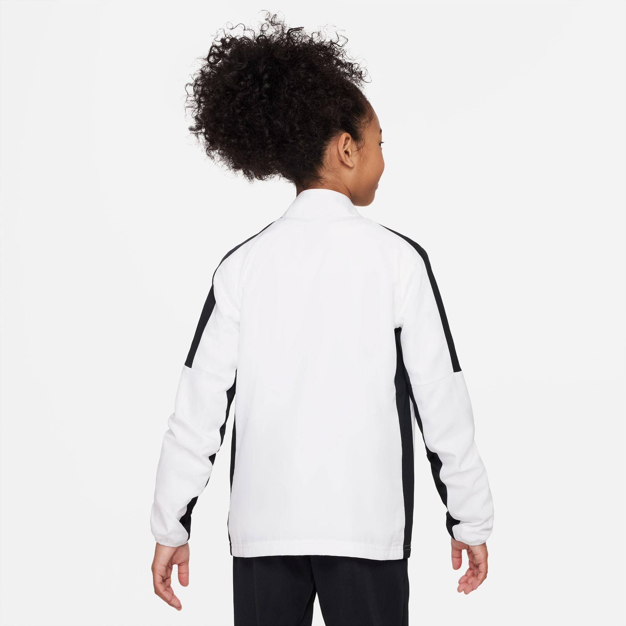 Back of Nike Dri FIT Academy 23 Woven Track Jacket in White/Black