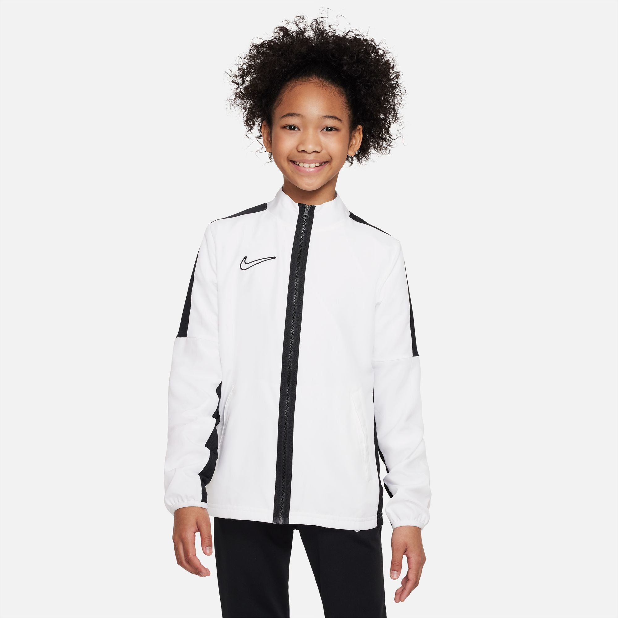 Nike Dri FIT Academy 23 Woven Track Jacket in White/Black