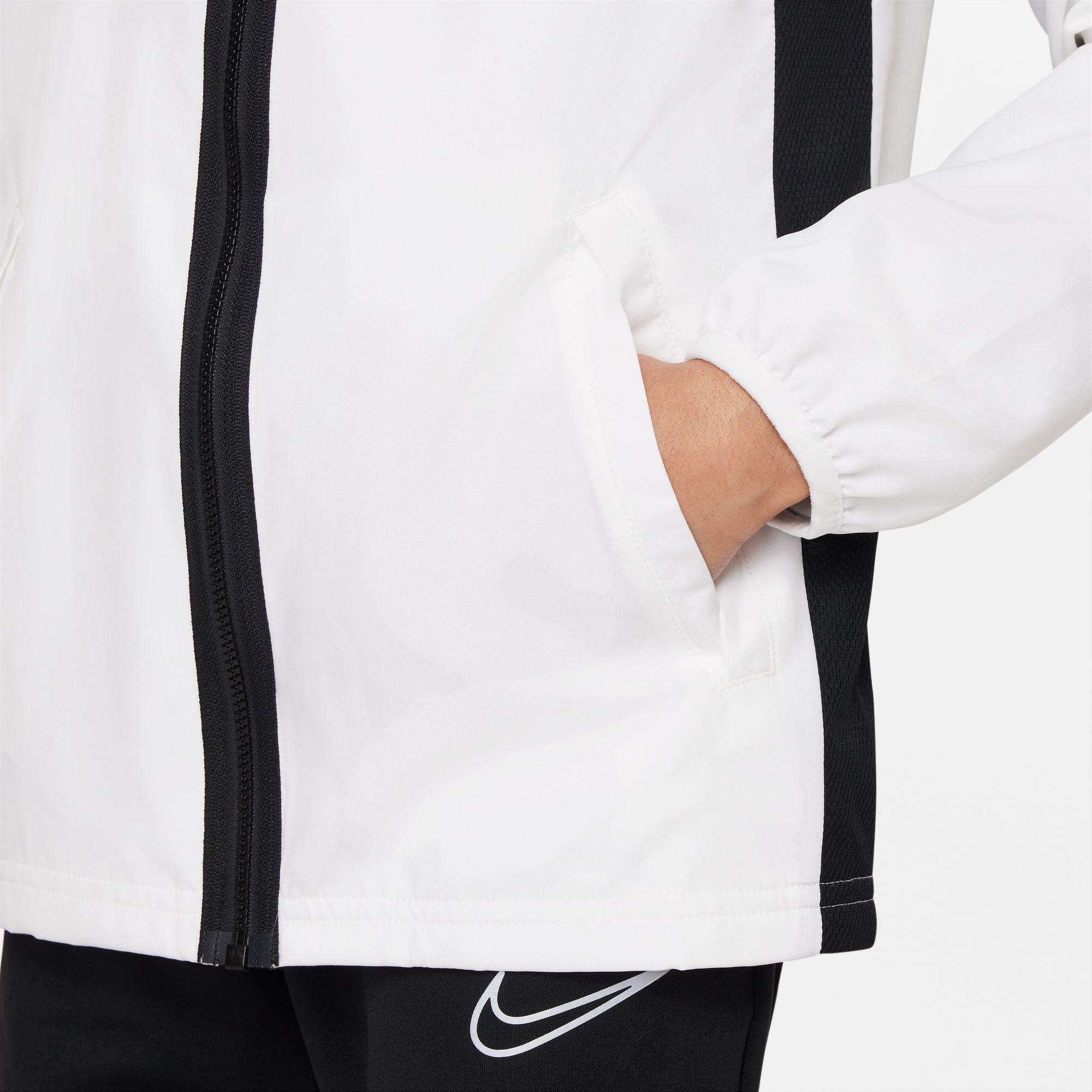 Nike Dri FIT Academy 23 Woven Track Jacket in White/Black