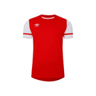 Umbro Cavelle Short Sleeve Jersey in vermillion and Brilliant white