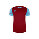 Umbro Cavelle Short Sleeve Jersey in new claret and sky blue