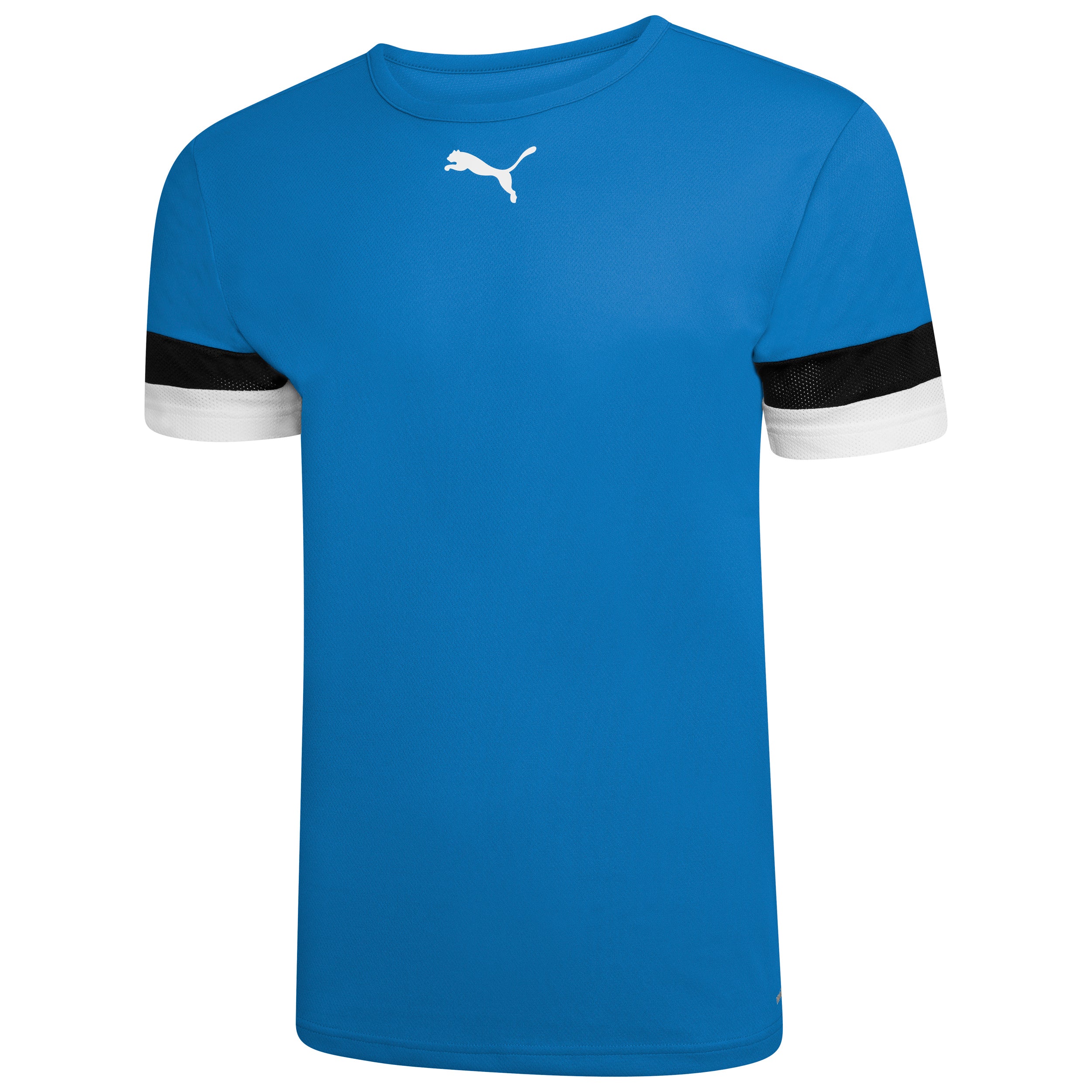 Puma Team Rise Short Sleeve Shirt in Electric Blue Lemonade-Black-White