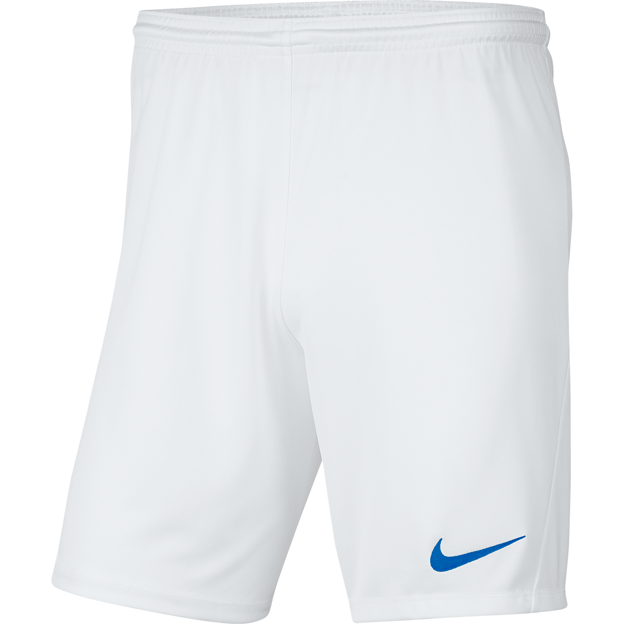 Nike Dri FIT Park III Short in White/Royal Blue