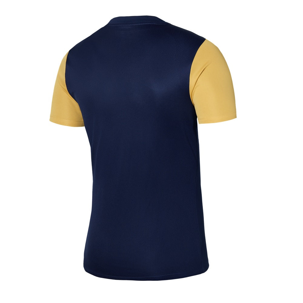 back of Nike Dri-Fit Tiempo Premiere II Jersey Short Sleeve in midnight navy/jersey gold