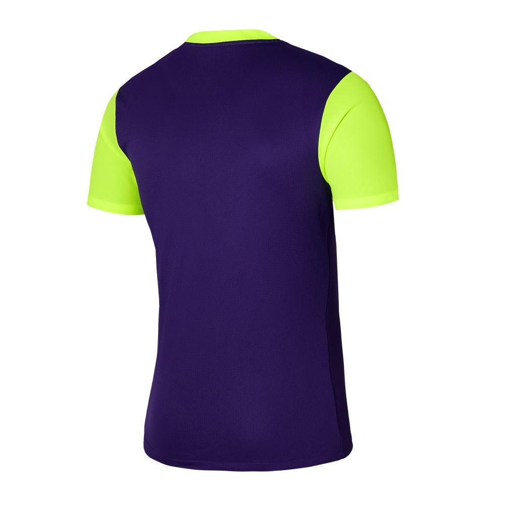 back of Nike Dri-Fit Tiempo Premiere II Jersey Short Sleeve in court purple/volt