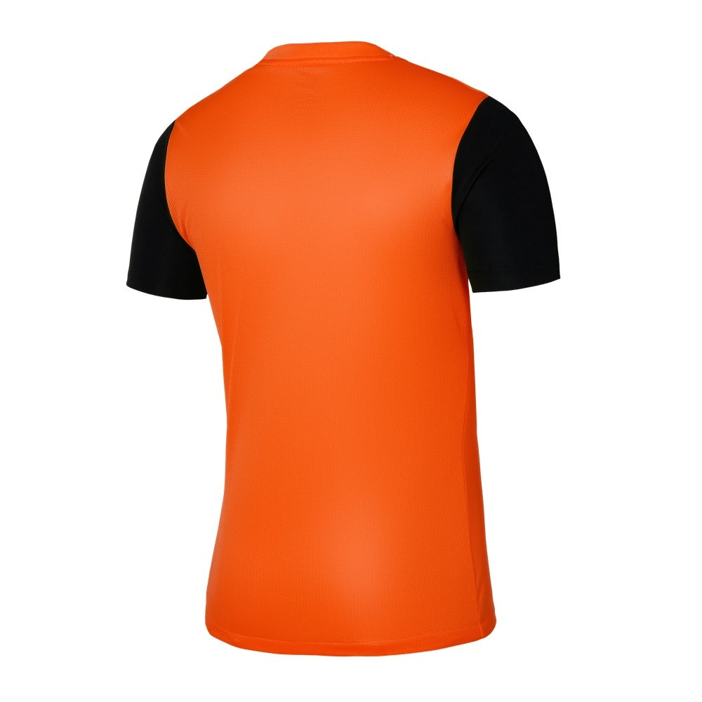 back of Nike Dri-Fit Tiempo Premiere II Jersey Short Sleeve in safety orange/black