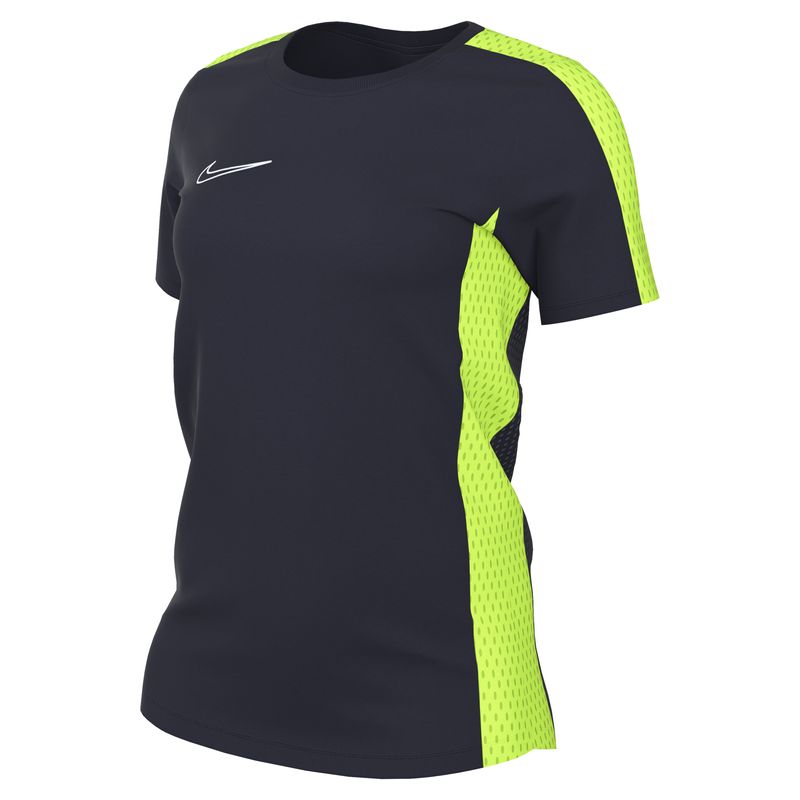 Nike Dri FIT Academy 23 Womens Short Sleeve Shirt in Obsidian and Volt