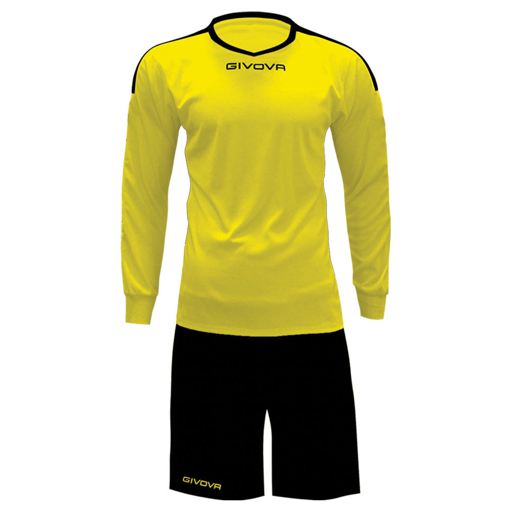 Givova Kit Revolution Long Sleeve Shirt & Shorts Set in Yellow/Black