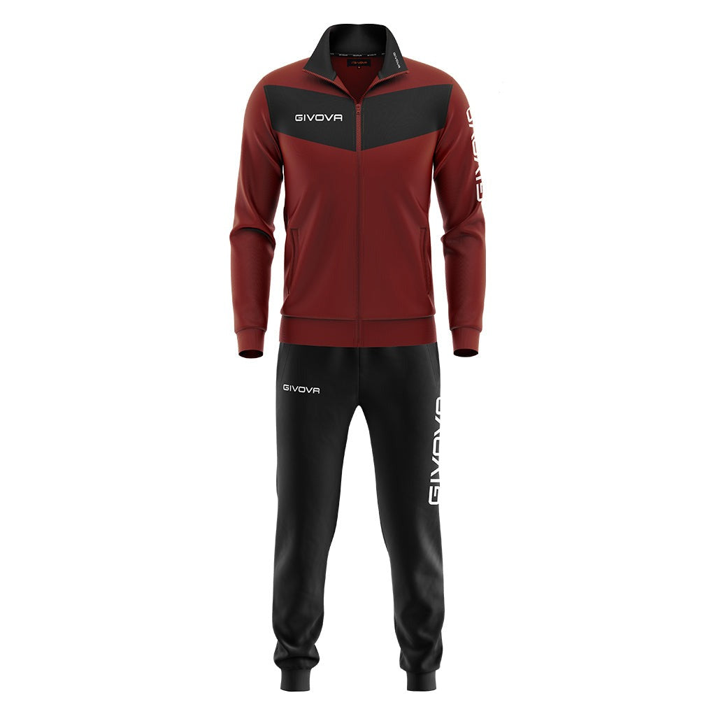 Givova Tuta Visa Tracksuit in Burgundy/Black